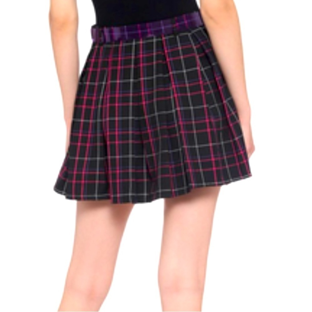 Hot Topic Plaid Pleated Mini Skirt Pink Purple Black Size Small Medium